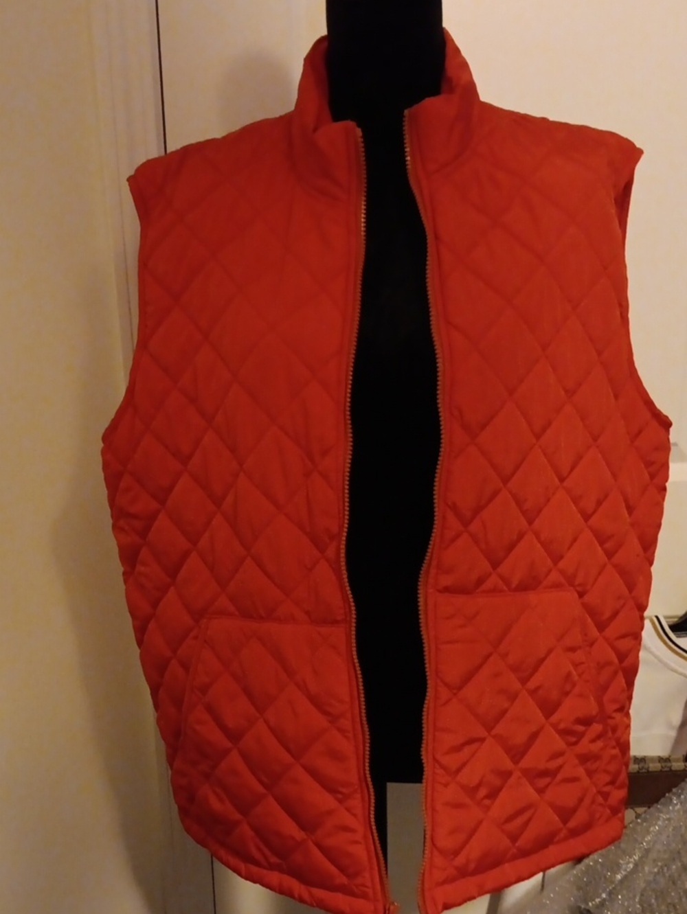 Chaps Quilted Orange Sleeveless Zip Vest